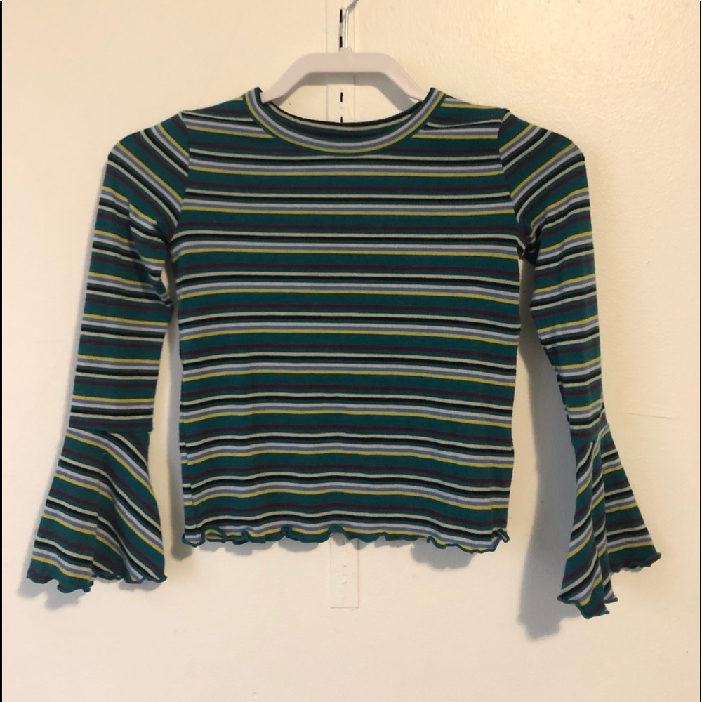 striped bell sleeve top